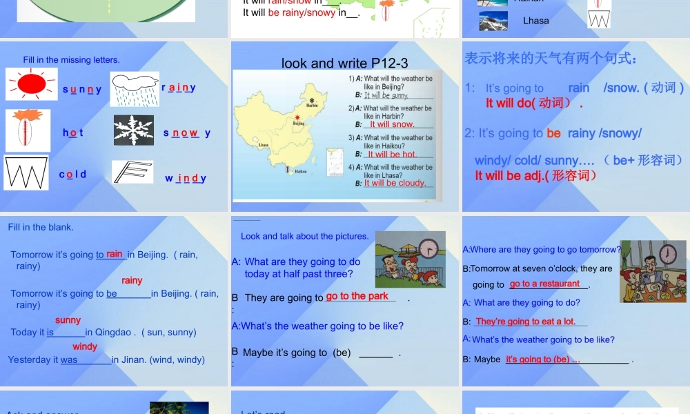 春六年级英语下册 Module 2 Unit 2《It will rain in Beijing》课件1 （新版）外研版（一起）-（新版）外研版小学六年级下册英语课件