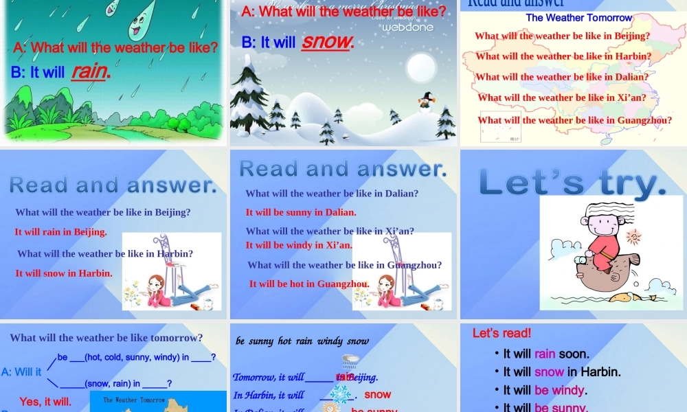 春六年级英语下册 Module 2 Unit 2《It will rain in Beijing》课件3 （新版）外研版（一起）-（新版）外研版小学六年级下册英语课件