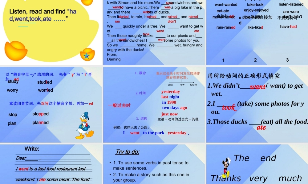 春六年级英语下册 Module 3 Unit 1《I took some photos》课件5 （新版）外研版（一起）-（新版）外研版小学六年级下册英语课件