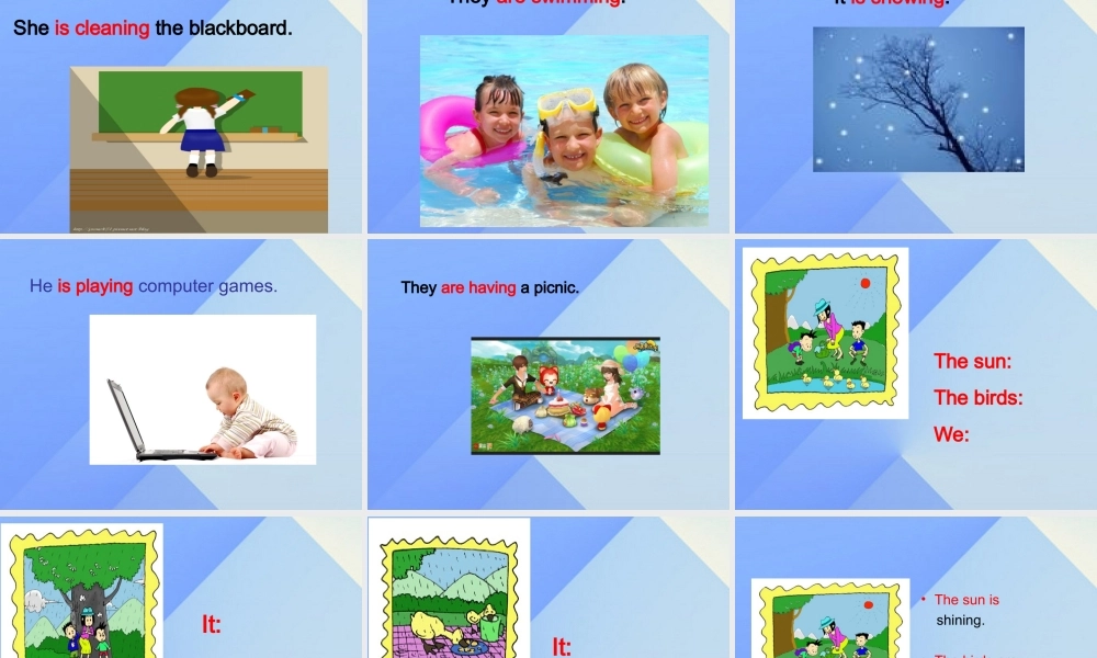 春六年级英语下册 Module 3 Unit 1《The sun is shining》课件4 （新版）外研版（三起）-（新版）外研版小学六年级下册英语课件