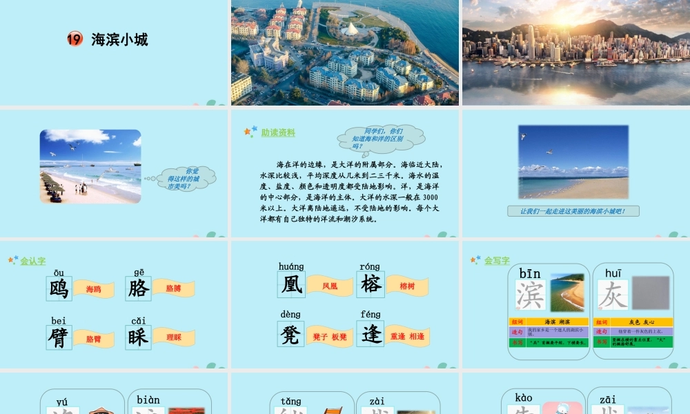 秋三年级语文上册 第六单元 19 海滨小城教学课件 新人教版-新人教版小学三年级上册语文课件