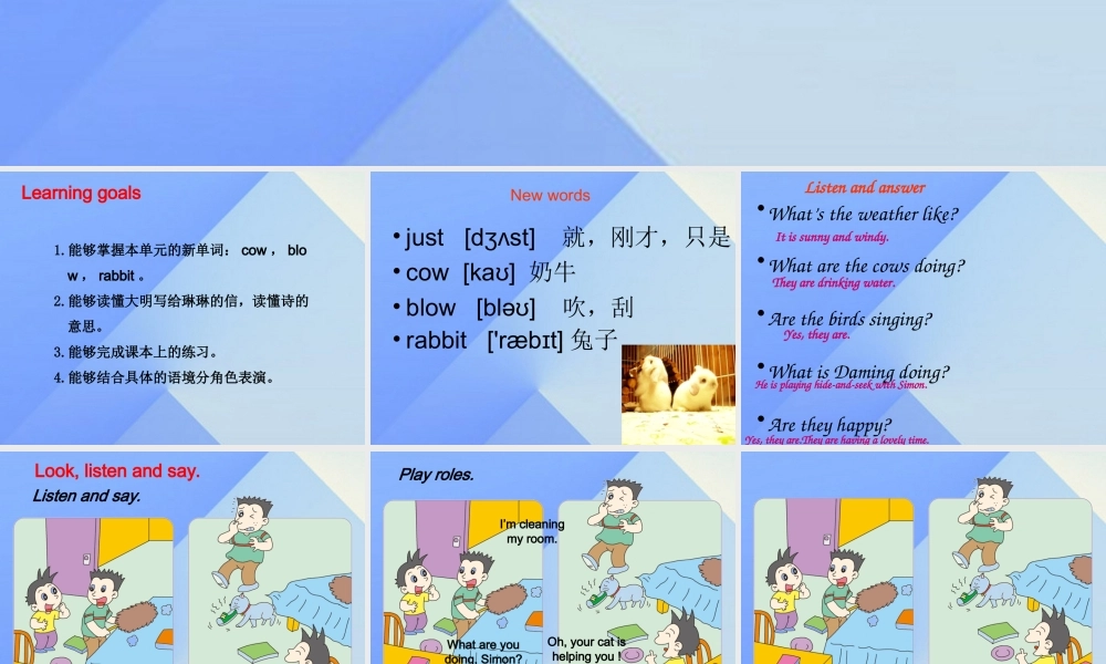 春六年级英语下册 Module 3 Unit 2《The cows are drinking water》课件2 （新版）外研版（三起）-（新版）外研版小学六年级下册英语课件