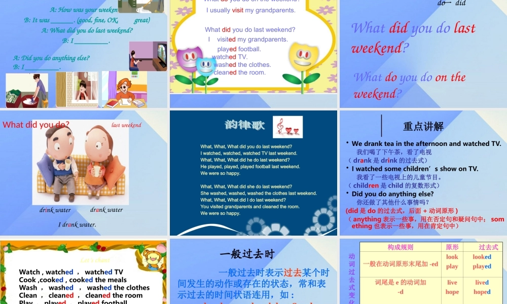 春六年级英语下册 Unit 2《Last Weekend》（Part A）课件3 人教PEP版-人教PEP小学六年级下册英语课件