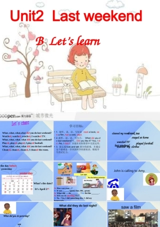 春六年级英语下册 Unit 2《Last Weekend》（Part B）课件1 人教PEP版-人教PEP小学六年级下册英语课件