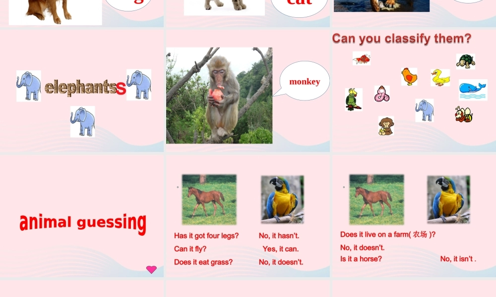 春四年级英语下册 Unit 3 Animals课件1 剑桥版-人教版小学四年级下册英语课件