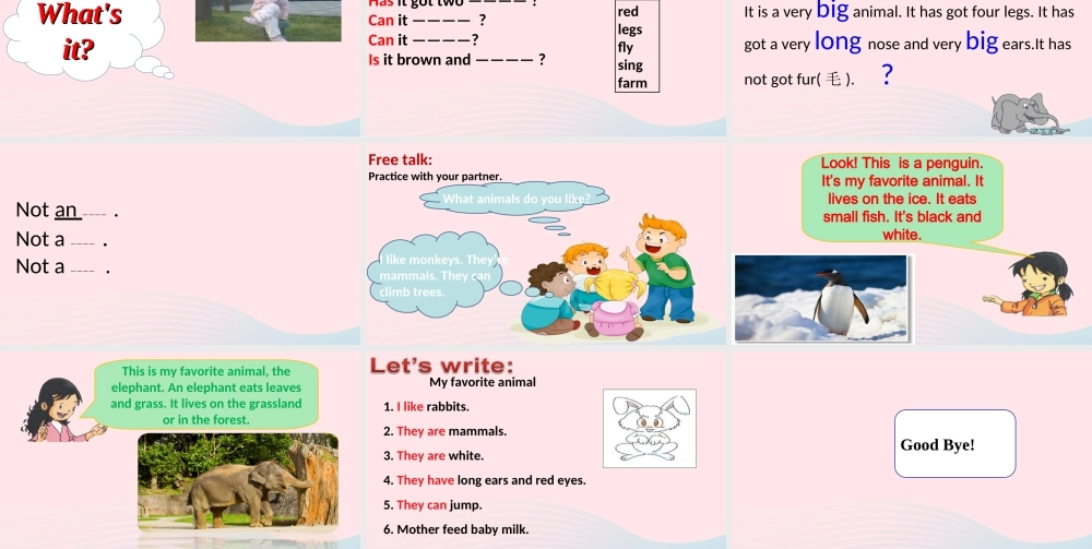 春四年级英语下册 Unit 3 Animals课件2 剑桥版-人教版小学四年级下册英语课件