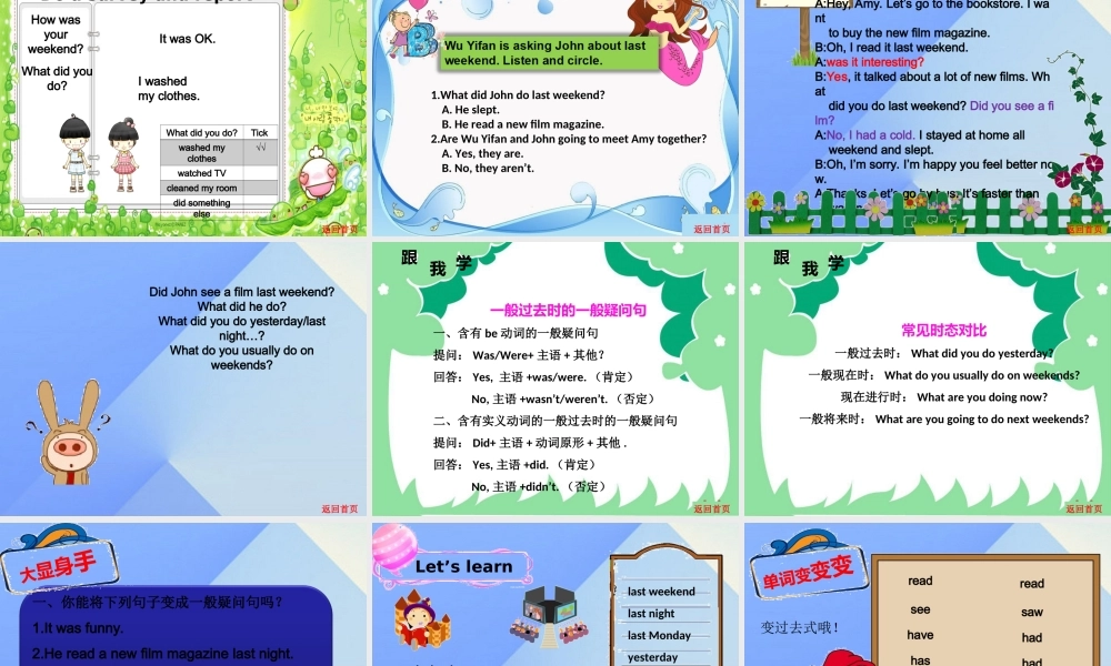 春六年级英语下册 Unit 2《Last Weekend》课件1 人教PEP版-人教PEP小学六年级下册英语课件