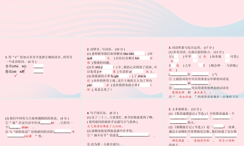 春六年级语文下册 第二单元测试卷课件 新人教版-新人教版小学六年级下册语文课件