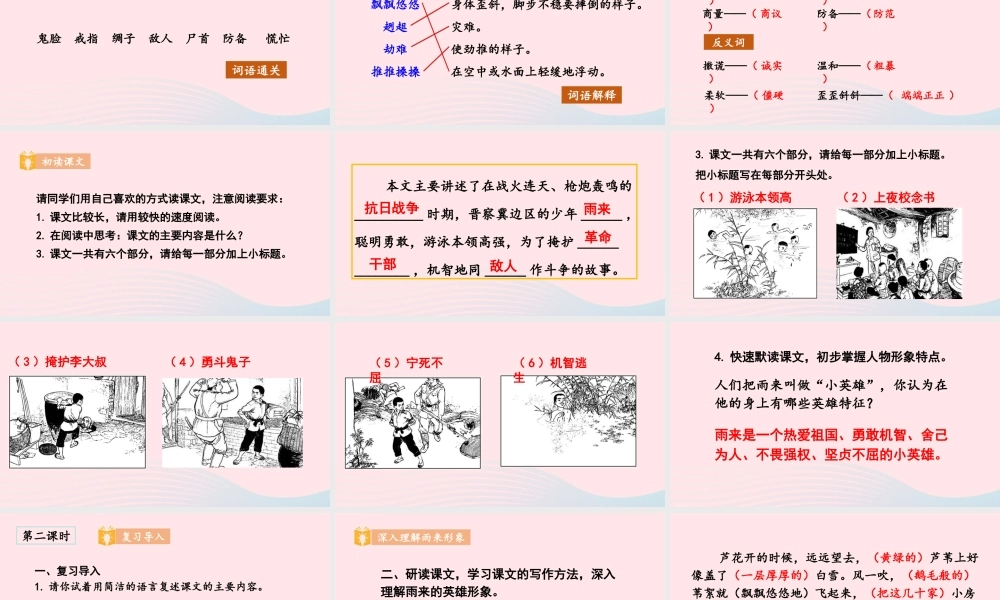 春四年级语文下册 第六单元 18小英雄雨来（节选）课堂教学课件 新人教版-新人教版小学四年级下册语文课件