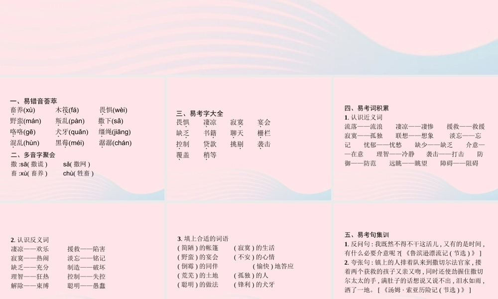 春六年级语文下册 第二单元知识盘点习题课件 新人教版-新人教版小学六年级下册语文课件