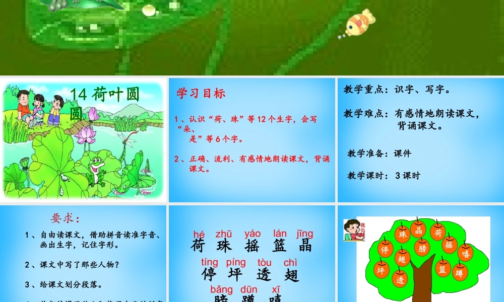 秋一年级语文上册《荷叶圆圆》课件2 沪教版-沪教版小学一年级上册语文课件