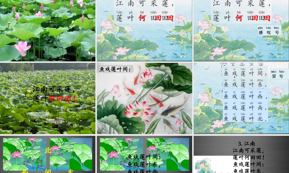 秋一年级语文上册《江南》课件2 冀教版-冀教版小学一年级上册语文课件