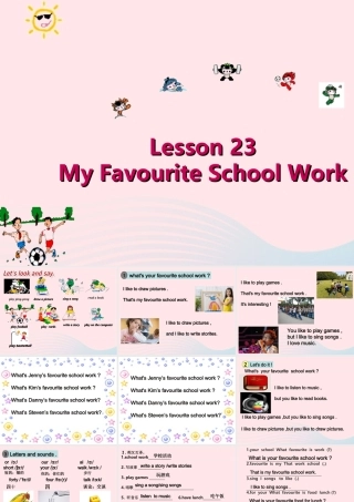 春四年级英语下册 Unit 4 My Favourites Lesson 23 My Favourite School Work课件1 冀教版（三起）-冀教版小学四年级下册英语课件