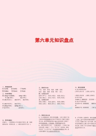 春四年级语文下册 第六单元知识盘点习题课件 新人教版-新人教版小学四年级下册语文课件