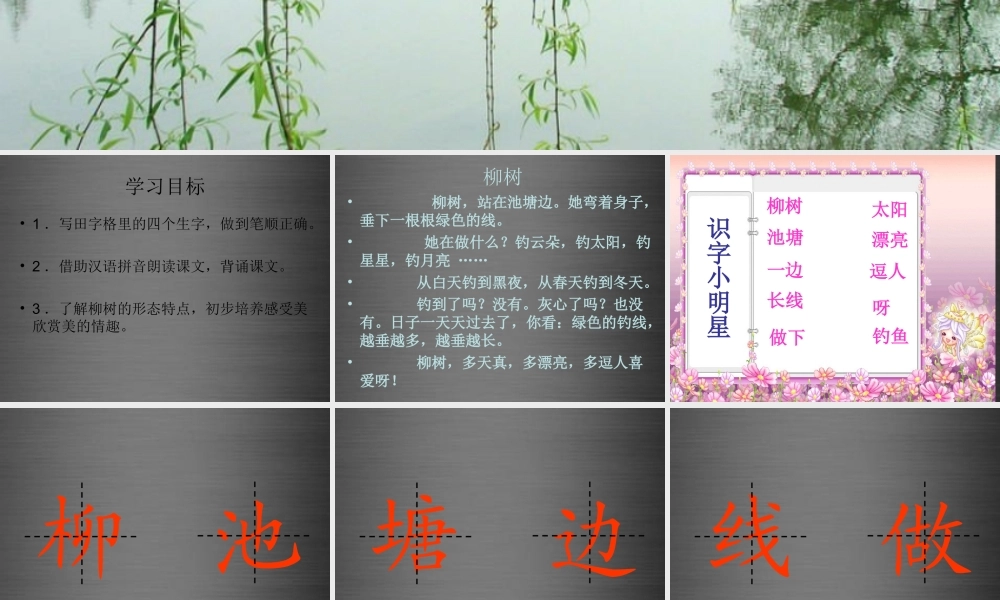秋一年级语文上册《柳树》课件1 冀教版-冀教版小学一年级上册语文课件