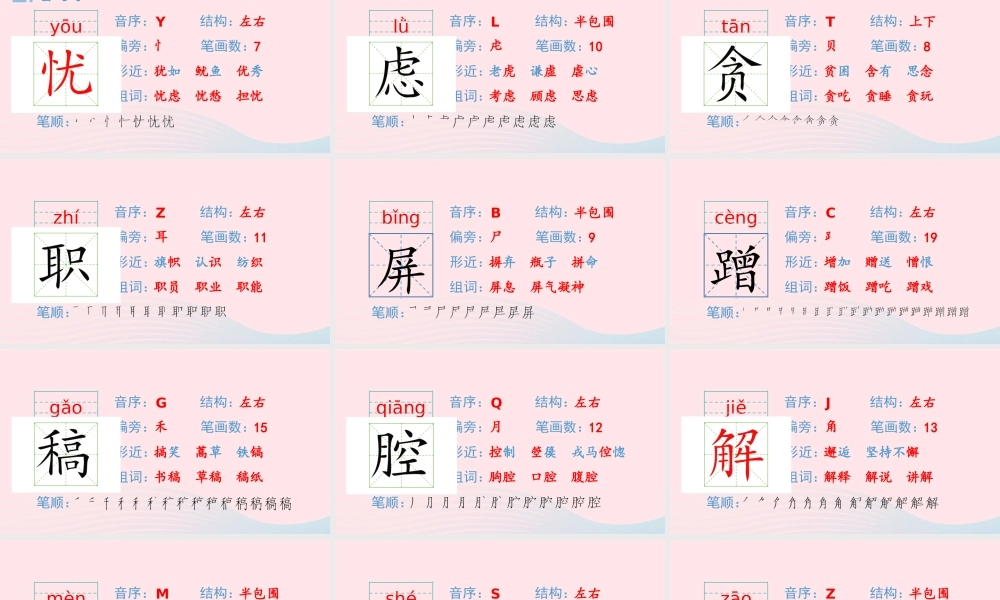 春四年级语文下册 第四单元 13猫生字课件 新人教版-新人教版小学四年级下册语文课件