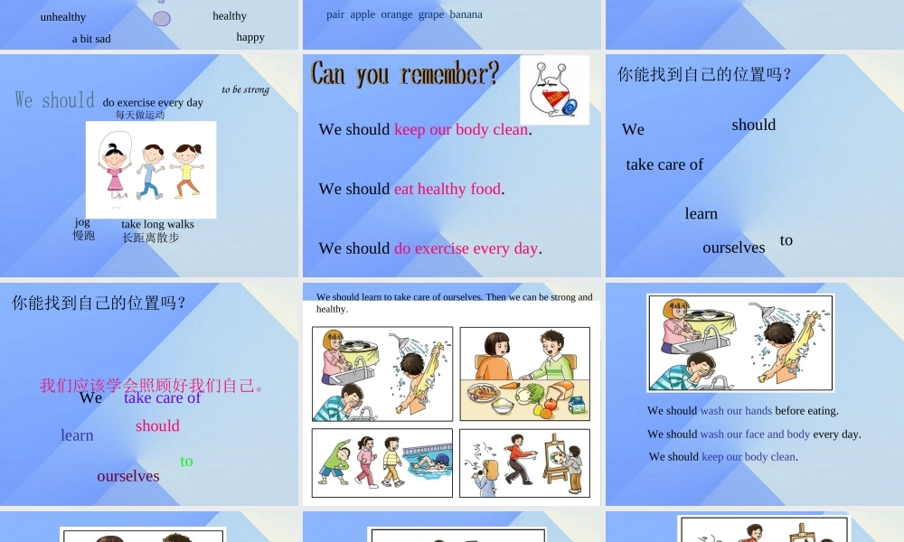 春六年级英语下册 Unit 3《We should learn to take care of ourselves》课件4 （新版）湘少版-湘少版小学六年级下册英语课件