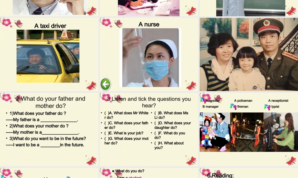 春四年级英语下册 Unit 6《Jobs》课件1 广东版开心-广东版小学四年级下册英语课件