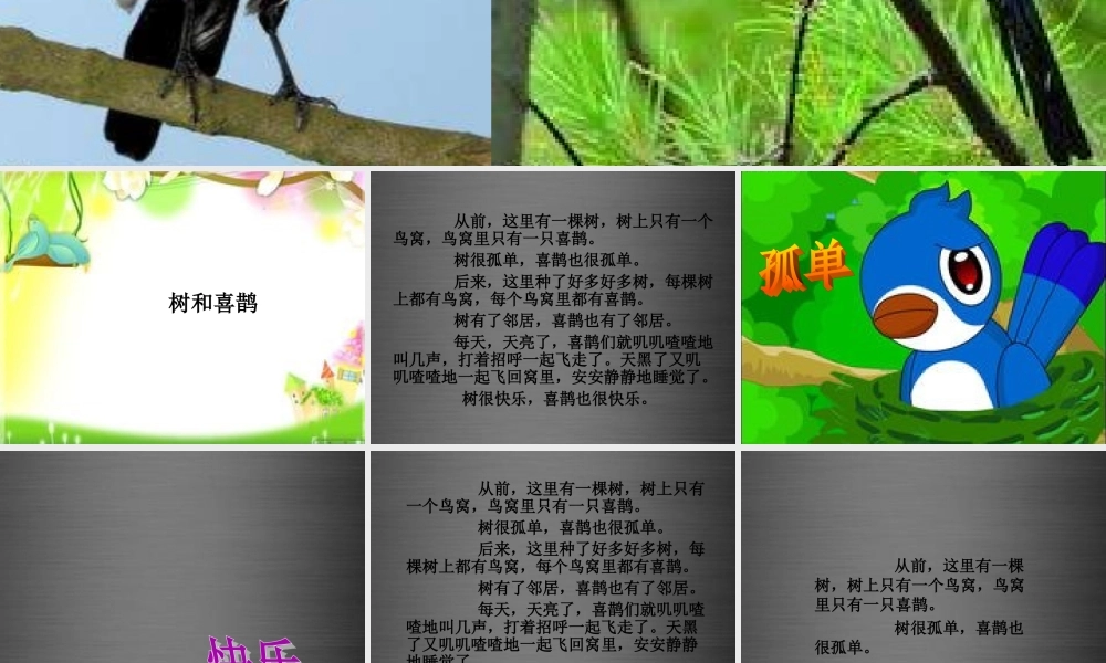 秋一年级语文上册《树和喜鹊》课件3 冀教版-冀教版小学一年级上册语文课件