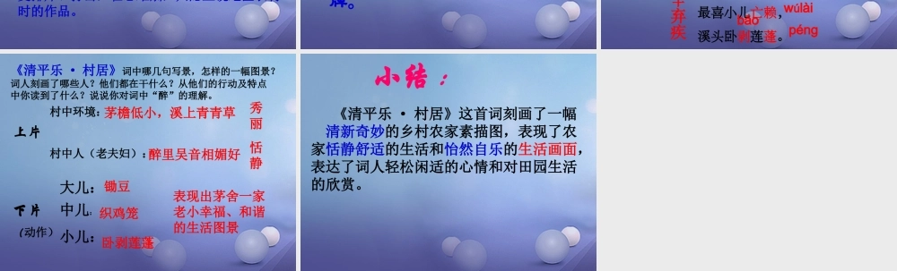 春四年级语文下册 第1课《古诗二首》（清平乐 村居）教学课件1 冀教版-冀教版小学四年级下册语文课件