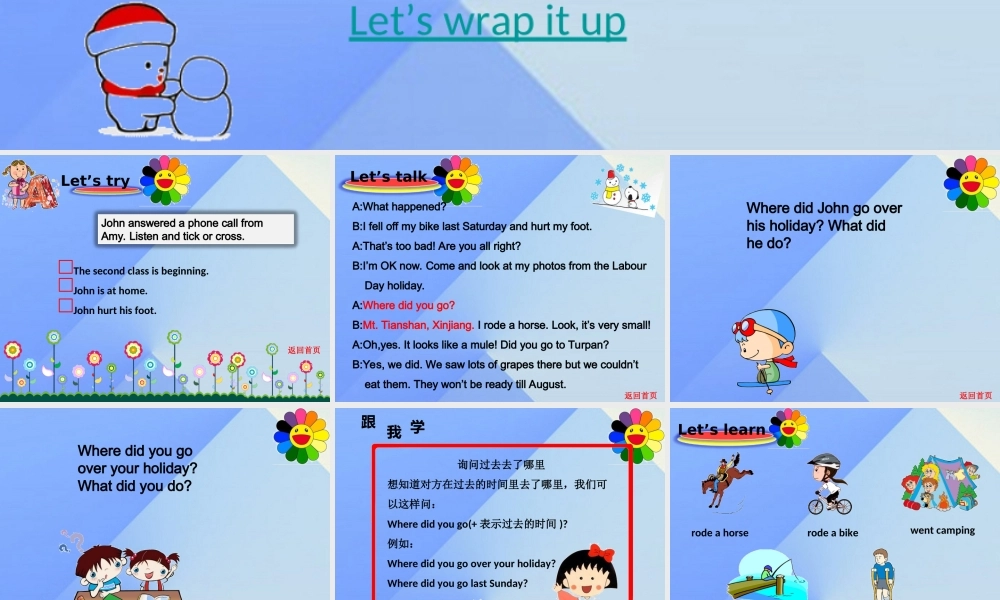 春六年级英语下册 Unit 3《Where did you go》课件5 人教PEP版-人教PEP小学六年级下册英语课件