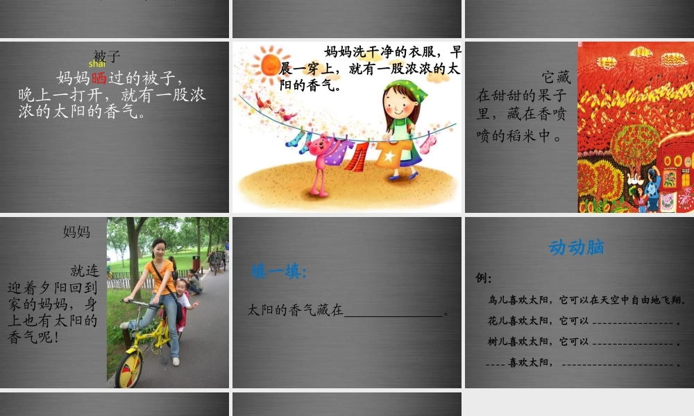 秋一年级语文上册《太阳的香气》课件2 冀教版-冀教版小学一年级上册语文课件