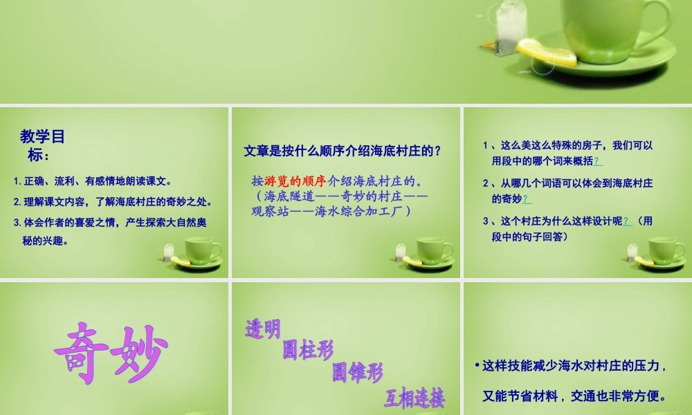 秋三年级语文上册《海底村庄》课件1 北师大版-北师大版小学三年级上册语文课件