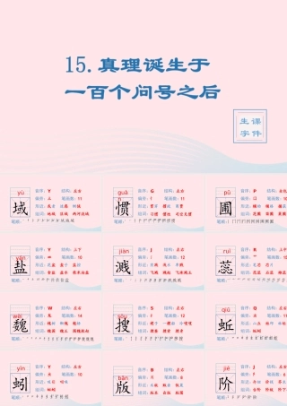 春六年级语文下册 第五单元 15真理诞生于一百个问号之后生字教学课件 新人教版-新人教版小学六年级下册语文课件