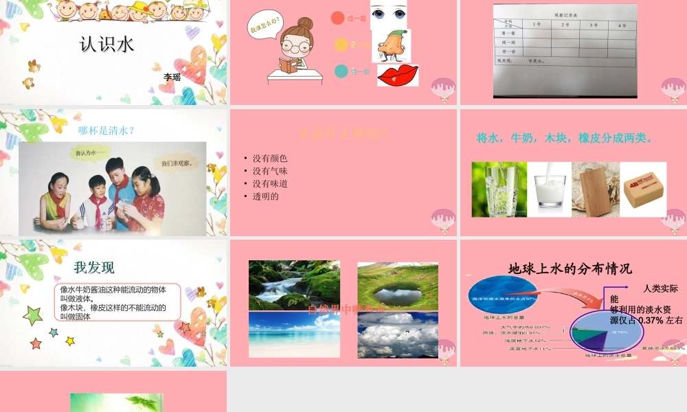 秋一年级科学上册 第12课 认识水课件1 青岛版六三制-青岛版小学一年级上册自然科学课件