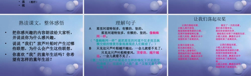 春四年级语文下册 第4课《芦叶船》教学课件2 冀教版-冀教版小学四年级下册语文课件