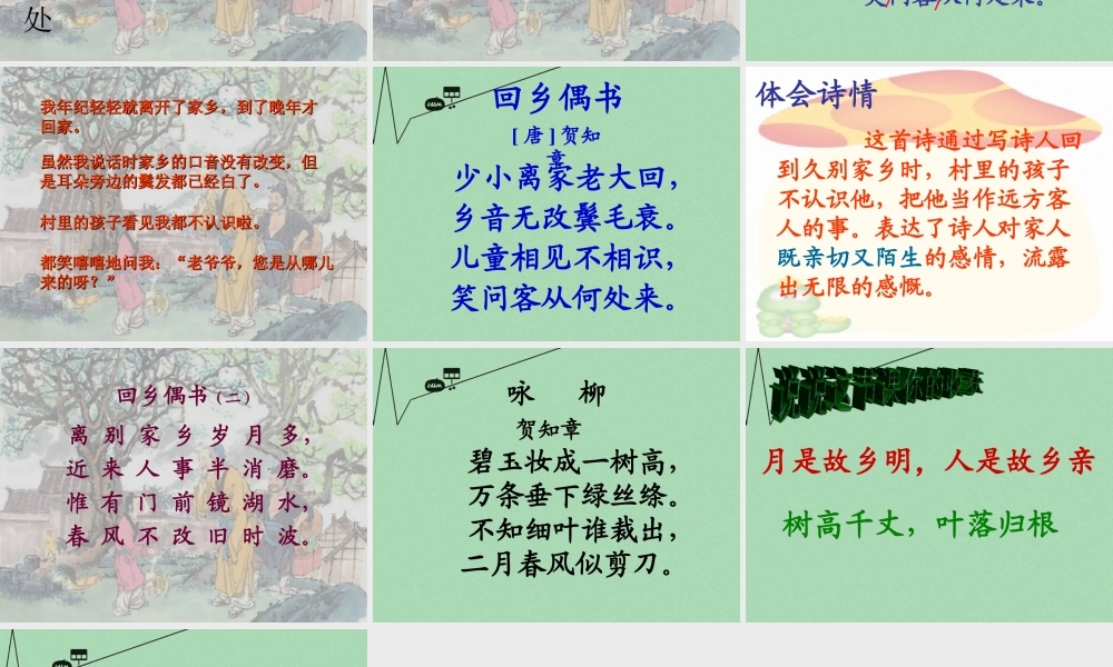 秋三年级语文上册《回乡偶书》课件3 冀教版-冀教版小学三年级上册语文课件