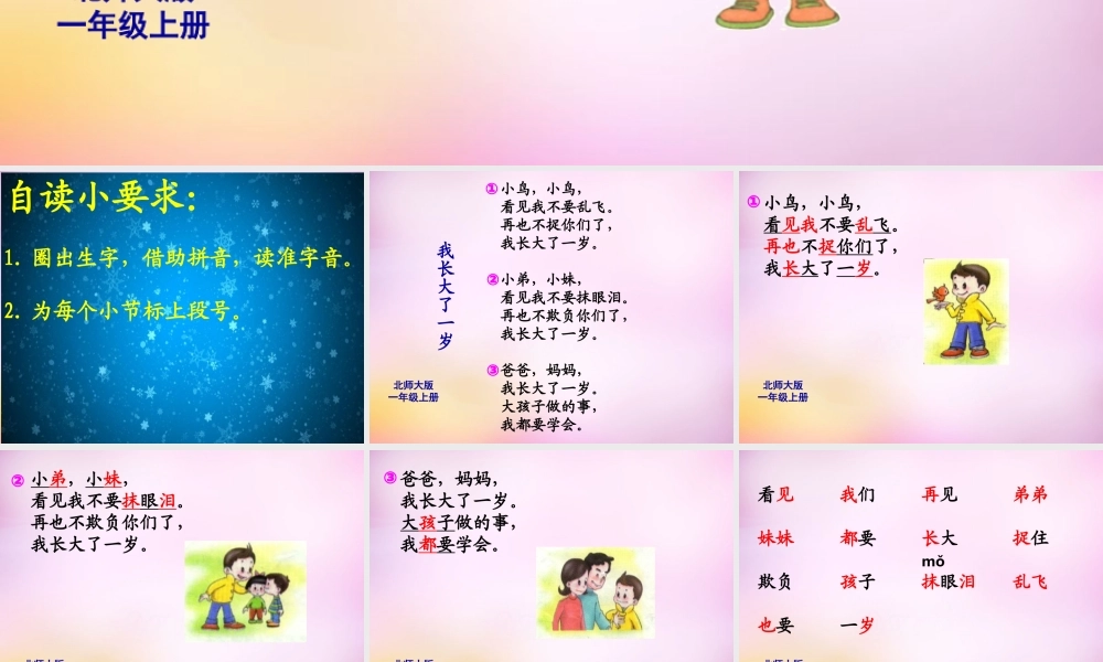 秋一年级语文上册《我长大了一岁》课件1 北师大版-北师大版小学一年级上册语文课件