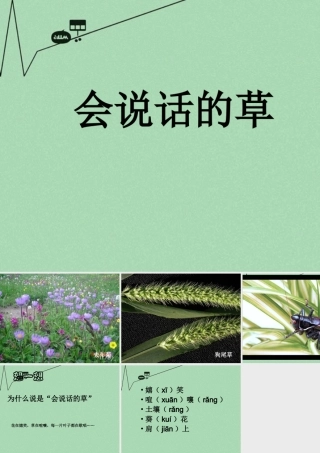 秋三年级语文上册《会说话的草》课件2 冀教版-冀教版小学三年级上册语文课件