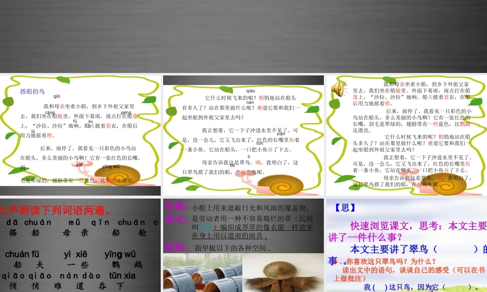 秋二年级语文上册《搭船的鸟》课件3 冀教版-冀教版小学二年级上册语文课件