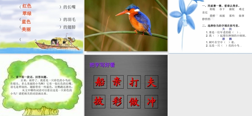 秋二年级语文上册《搭船的鸟》课件3 冀教版-冀教版小学二年级上册语文课件