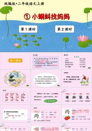 秋二年级语文上册 第一单元 1 小蝌蚪找妈妈教学课件 新人教版-新人教版小学二年级上册语文课件