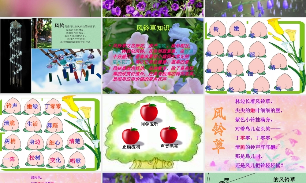 秋二年级语文上册《风铃草》课件1 冀教版-冀教版小学二年级上册语文课件