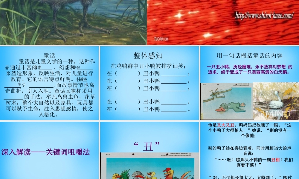 秋二年级语文上册《丑小鸭》课件1 沪教版-沪教版小学二年级上册语文课件