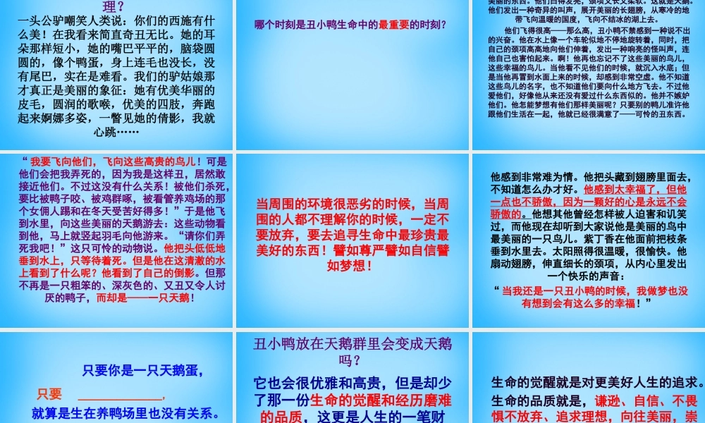 秋二年级语文上册《丑小鸭》课件1 沪教版-沪教版小学二年级上册语文课件