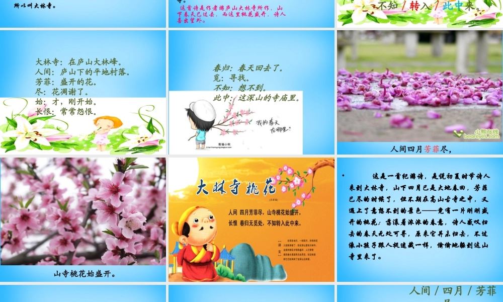 秋二年级语文上册《古诗诵读 大林寺桃花》课件1 沪教版-沪教版小学二年级上册语文课件