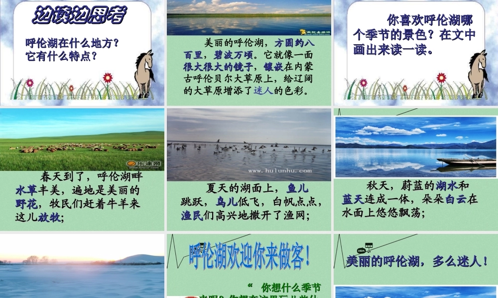 秋二年级语文上册《美丽的呼伦湖》课件1 冀教版-冀教版小学二年级上册语文课件