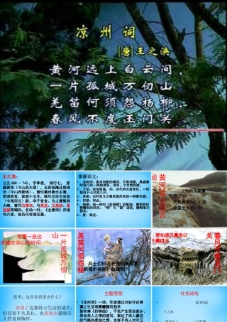 秋二年级语文上册《古诗诵读 凉州词》课件3 沪教版-沪教版小学二年级上册语文课件