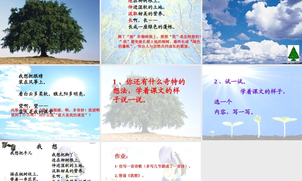 秋三年级语文上册《我想》课件3 北师大版-北师大级上册语文课件