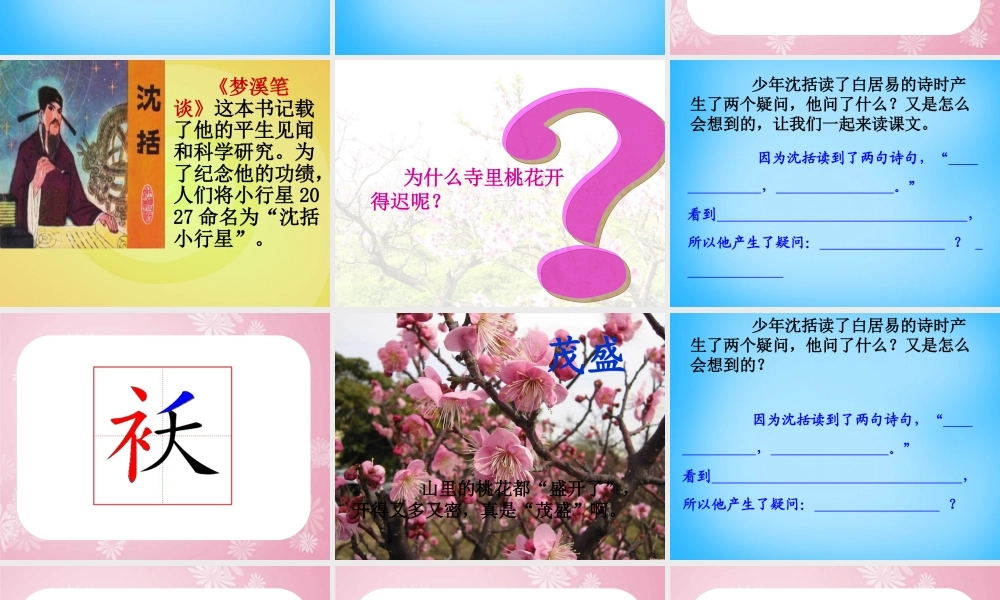 秋二年级语文上册《山里的桃花开得迟》课件1 沪教版-沪教版小学二年级上册语文课件