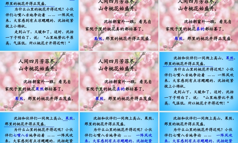 秋二年级语文上册《山里的桃花开得迟》课件4 沪教版-沪教版小学二年级上册语文课件