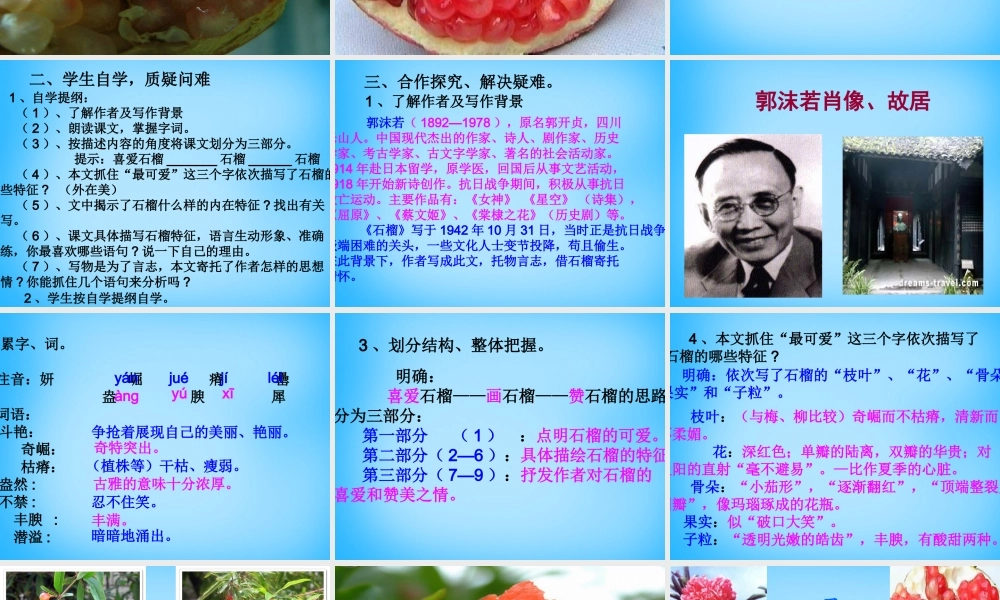 秋二年级语文上册《石榴》课件1 沪教版-沪教版小学二年级上册语文课件