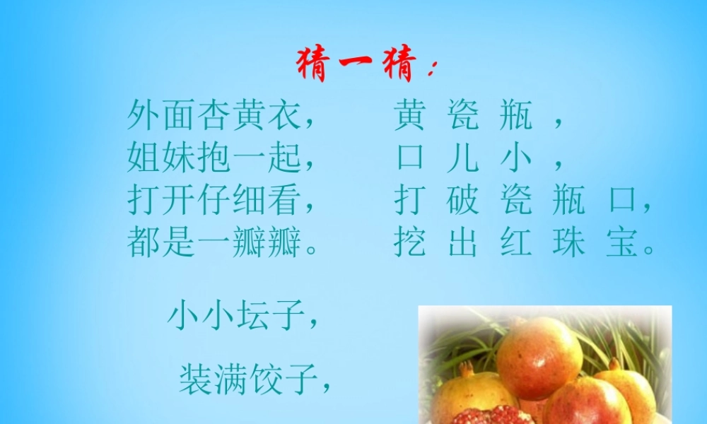 秋二年级语文上册《石榴》课件2 沪教版-沪教版小学二年级上册语文课件