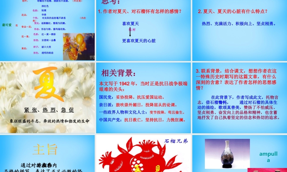 秋二年级语文上册《石榴》课件2 沪教版-沪教版小学二年级上册语文课件