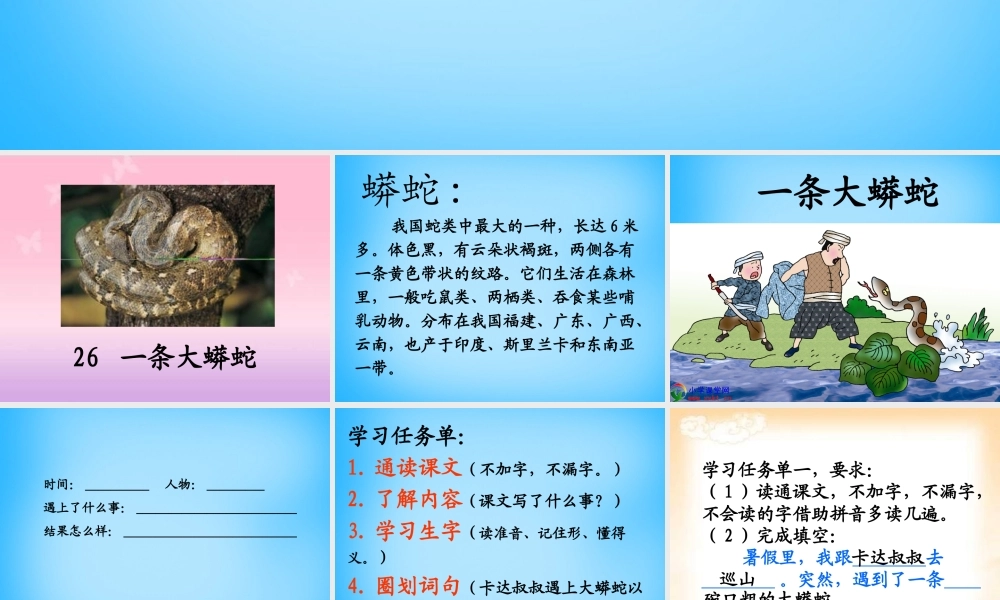 秋二年级语文上册《一条大蟒蛇》课件2 沪教版-沪教版小学二年级上册语文课件