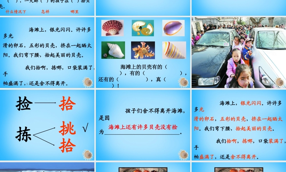 秋二年级语文上册《拾贝壳》课件2 沪教版-沪教版小学二年级上册语文课件